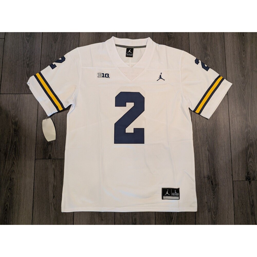 Blake Corum #2 Michigan Wolverines White Football Jersey Men's Large